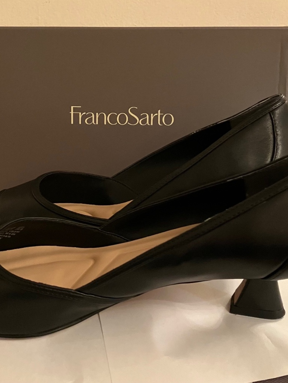 Franco Sarto L-Darcy Shoes Womens Size 9.5 Black Leather Pointed Toe I4896M7002